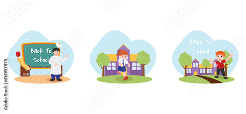 Back to School Flat Bundle Design Illustration
