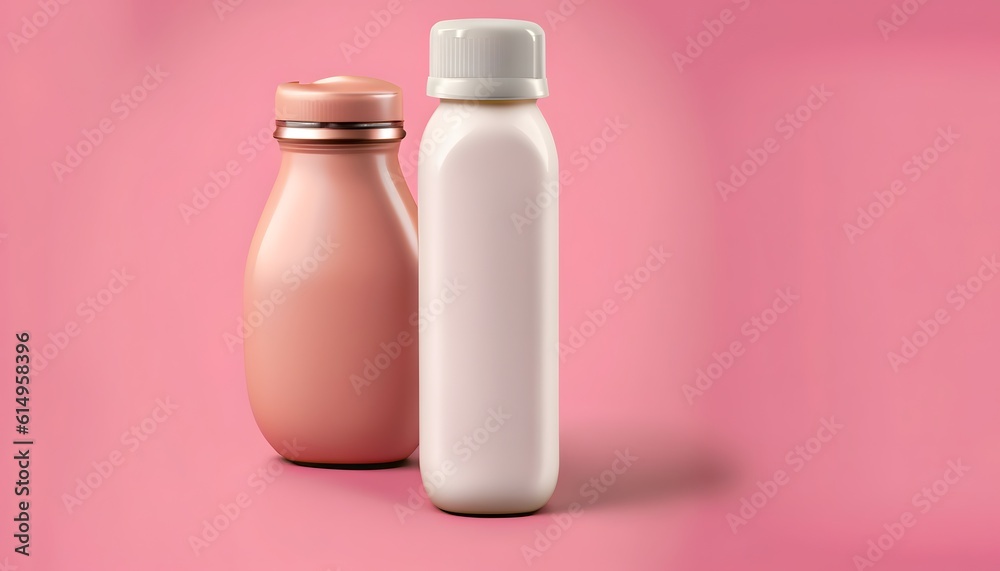 pink bottles, cream bottle , Ai generated pink bottles, cream bottle , Ai generated