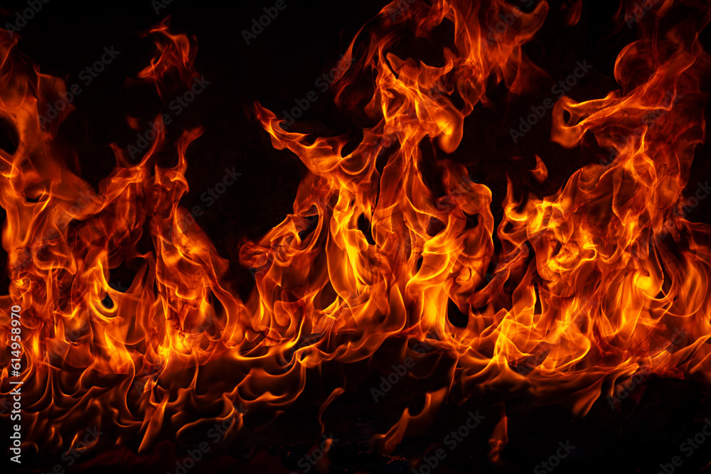 Fire blaze flames on black background. Fire burn flame isolated, abstract texture. Flaming explosion with burning effect. Fire wallpaper, abstract art pattern. Fire blaze flames on black background. Fire burn flame isolated, abstract texture. Flaming explosion with burning effect. Fire wallpaper, abstract art pattern.