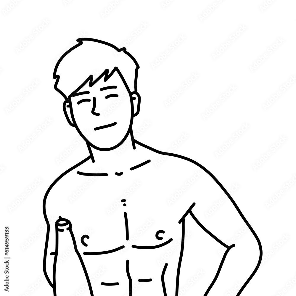 Fototapeta premium black and white of cute man cartoon for coloring