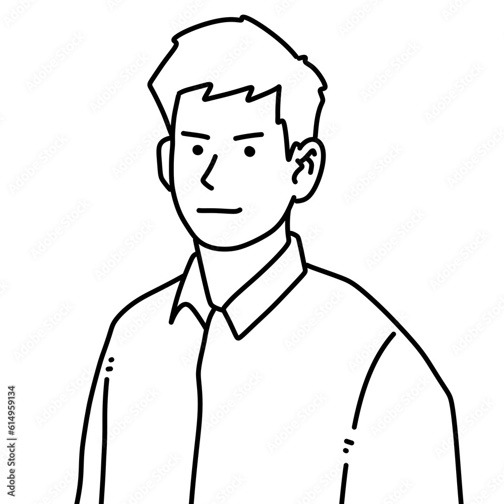 black and white of cute man cartoon for coloring