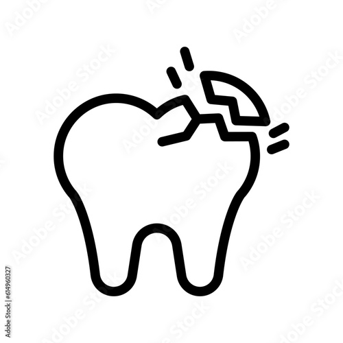 broken tooth line icon illustration vector graphic