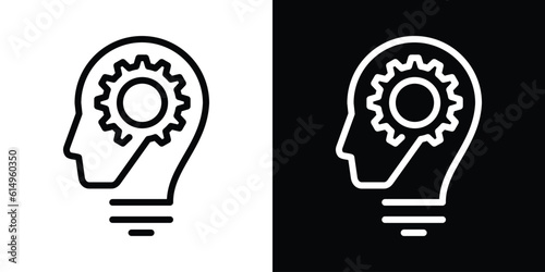 logo design head with gear in lamp minimalist icon vector inspiration