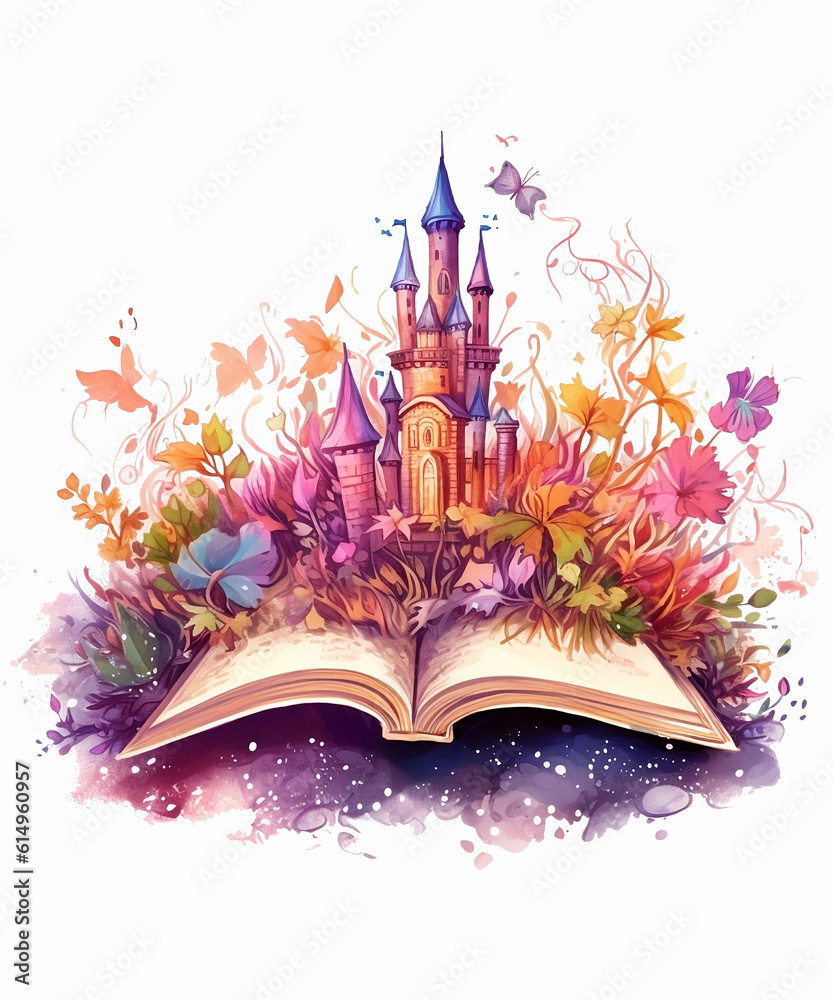 Fantasy reading book clipart watercolor fantasy book clipart ai