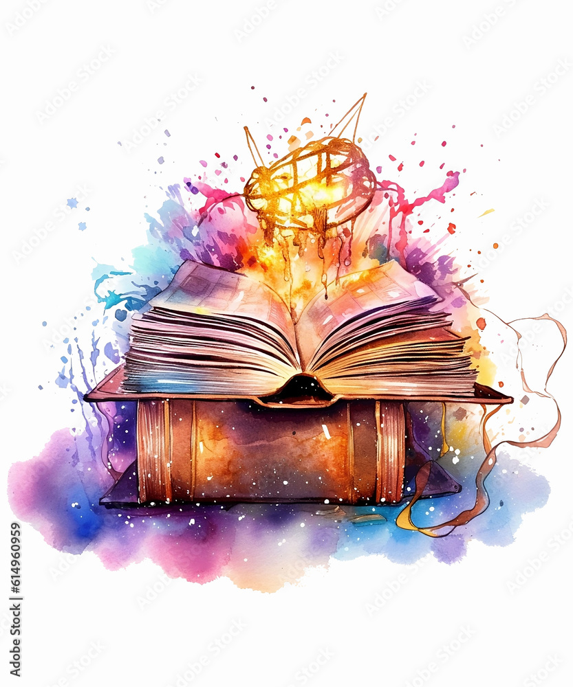 Fantasy reading book clipart watercolor fantasy book clipart ai