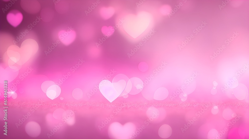pink bokeh background with hearts. Generative AI pink bokeh background with hearts. Generative AI