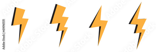 thunder icon cartoon yellow fast, power, and electricity icon