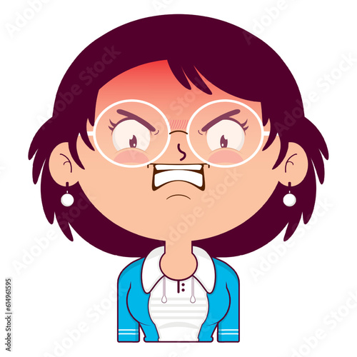 girl angry face cartoon cute