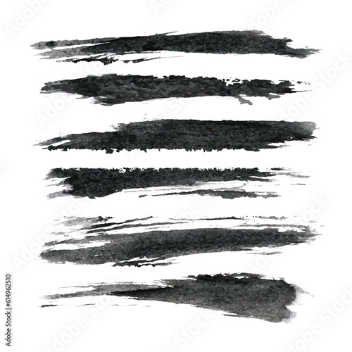 Hand draws ink brush stroke collection  Watercolor black vector brush strokes  Grunge black design elements paintbrush