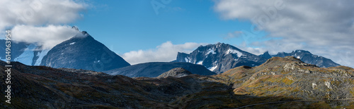 Panoramic View from scenic route 55 Sognefjellet, Jotunheimen National Park, Norway photo