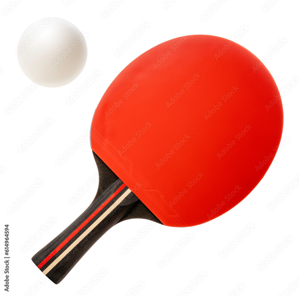 Table Tennis racket and table tennis ball isolated on white background