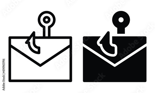 Phishing icon with outline and glyph style.