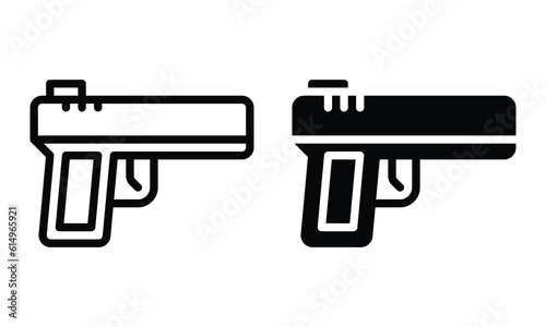 Handgun icon with outline and glyph style.