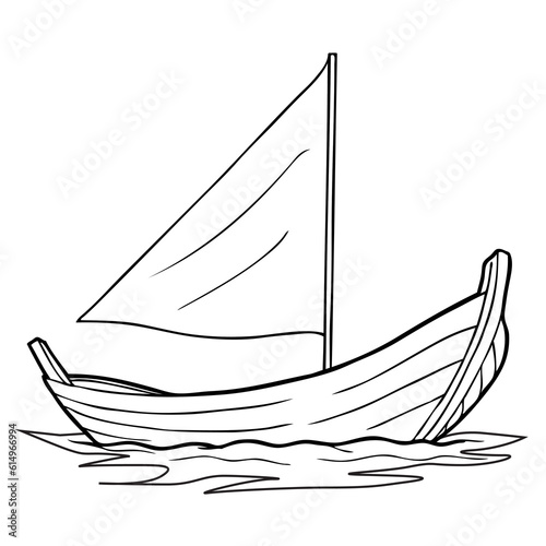 boat line vector illustration