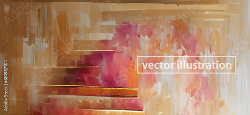 Beautiful illustration minimalist marble abstract painting. Horizontal banner.