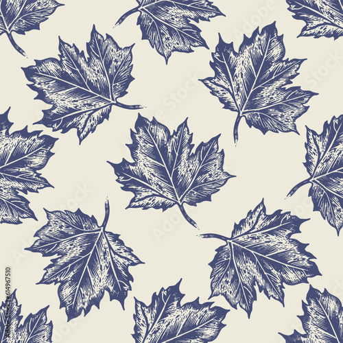 Masculine block print sprig stem vector pattern. Seamless sketchy herb plant organic style for rustic tile. 