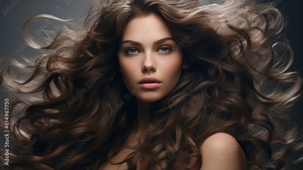 Gorgeous Model Flaunting Exquisite Curly Hairstyle, A Captivating Display of Beauty and Style