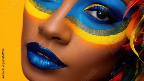 showcasing stunning bright eye makeup in luxurious blue shades