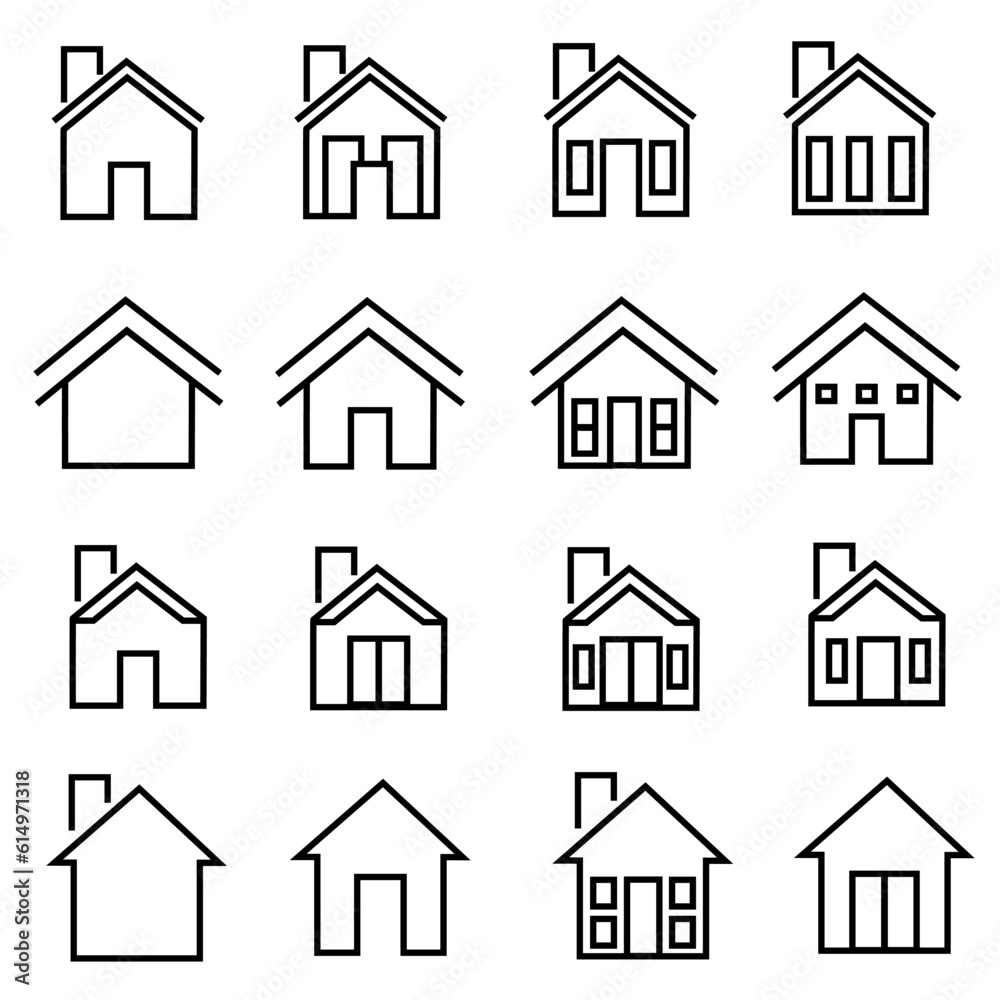 Home line icons set. minimalist symbol house illustation vector