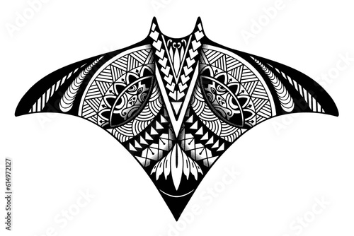 Stingray polynesian tattoo design. Aboriginal samoan style. illustration EPS10
