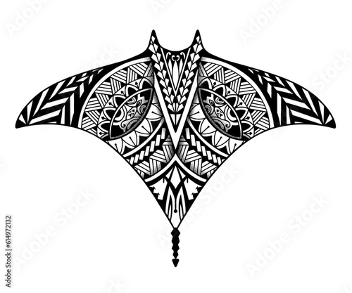 Stingray polynesian tattoo design. Aboriginal samoan style. illustration EPS10