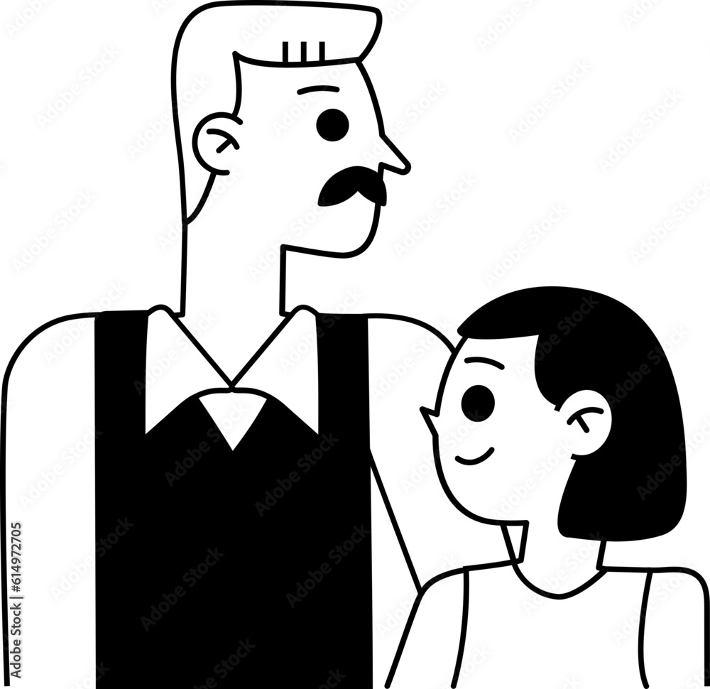 Grandpa And Niece icon hand drawn design elements for decoration. Grandpa And Niece icon hand drawn design elements for decoration.