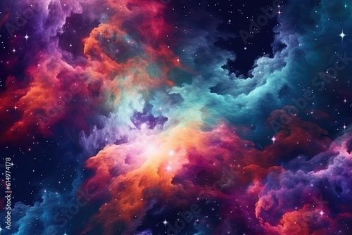 Space background with shining stars  stardust and nebula. Beautiful colorful space background. Generative AI