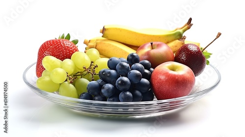 fresh fruit on a white background plate. generative AI