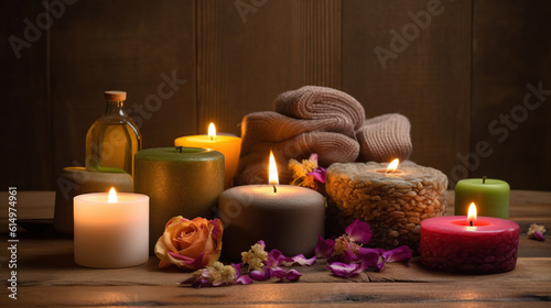 spa still life with candle