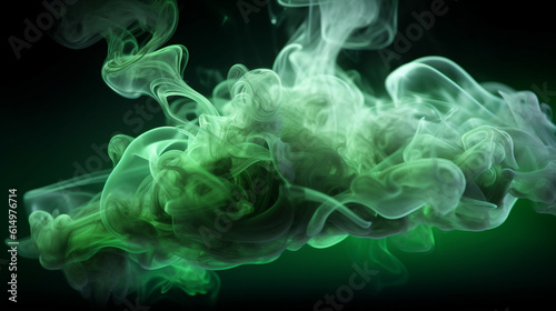  a single line of green smoke gracefully curling through space  Generative AI  