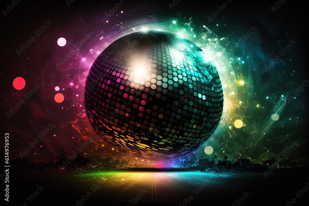 Disco ball with bright rays, night party background. Disco party. generative AI Disco ball with bright rays, night party background. Disco party. generative AI