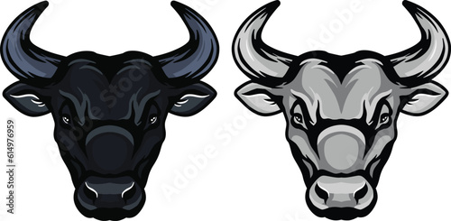 Bull Face Illustration. Wild. Face. Vector