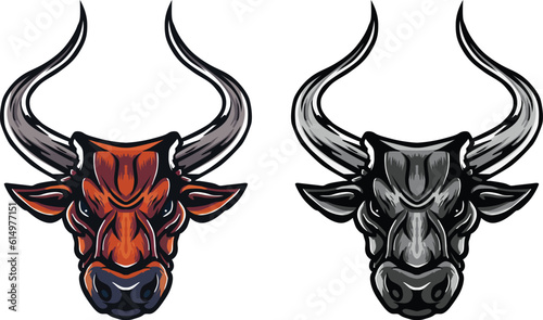 Bull Face Illustration. Wild. Face. Vector