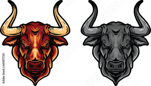 Bull Face Illustration. Wild. Face. Vector