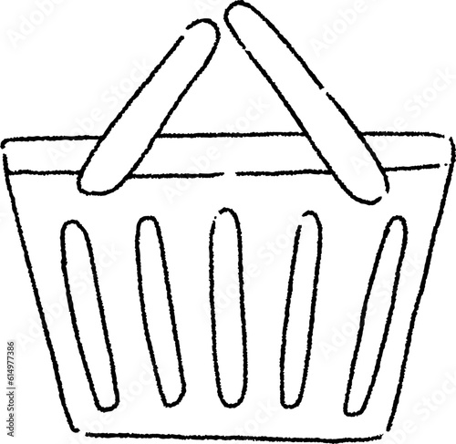 Simple Outline Shopping Basket Icon. Design For Marketing Idea, Doodle Style Illustration

