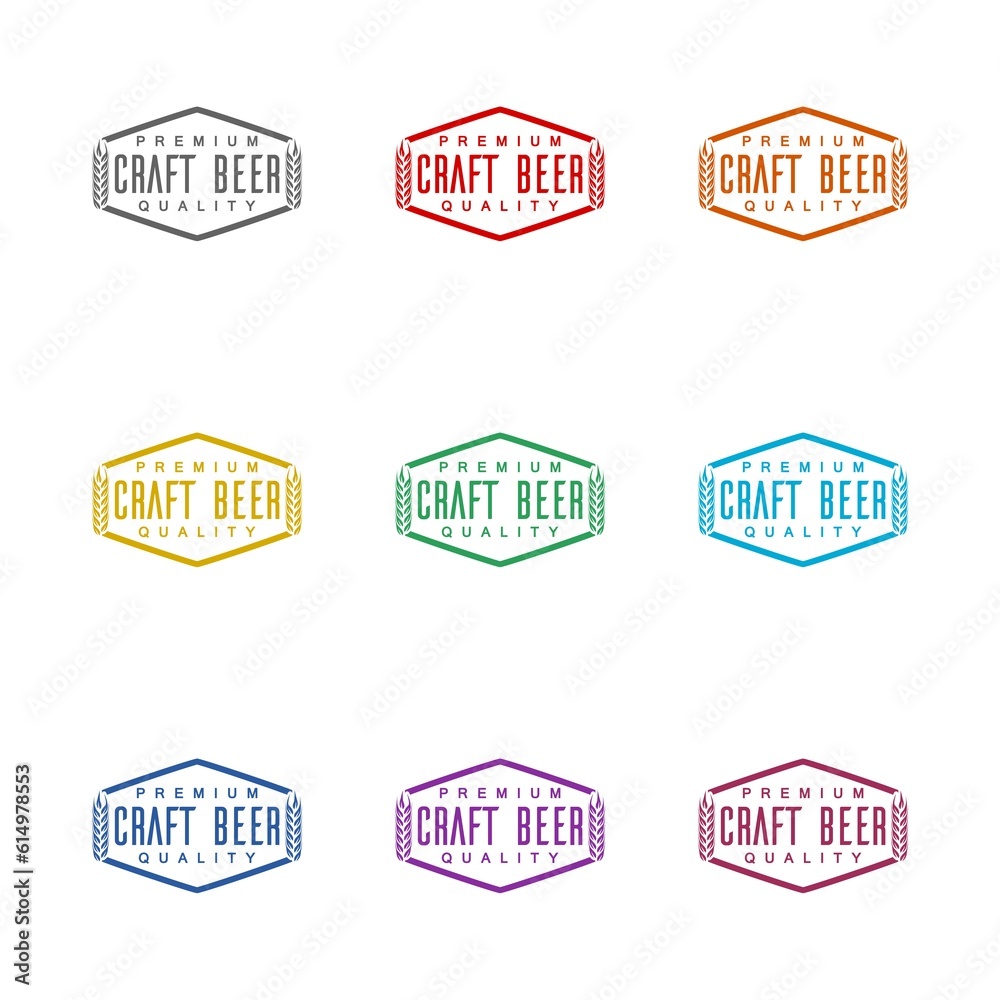 Craft beer logo icon isolated on white background. Set icons colorful