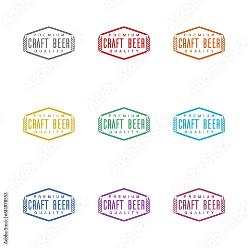  Craft beer logo icon isolated on white background. Set icons colorful