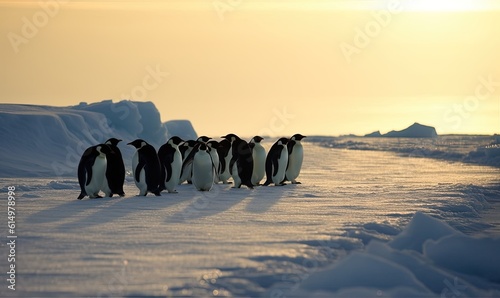 The penguins congregate together, huddled on the iceberg Creating using generative AI tools