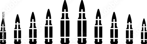 Bullets set icons gun patron military – vector