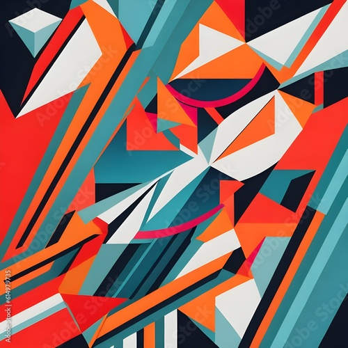 An abstract vector artwork featuring intersecting lines, geometric shapes, and vibrant colors. This visually striking design can be applied to t-shirts and used as smartphone and laptop skins . 