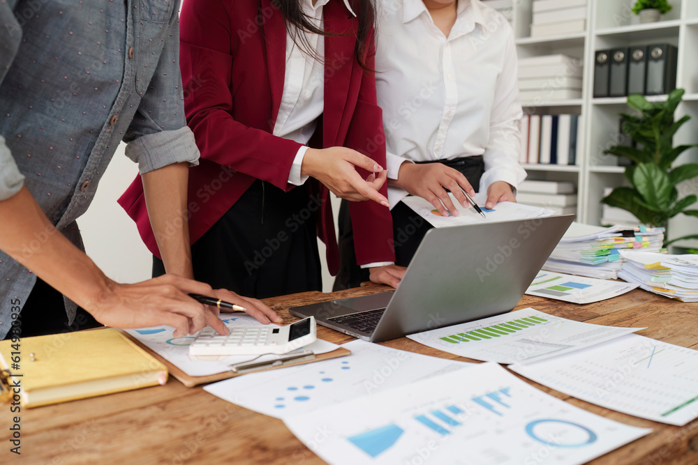 Close up Business team of financial analyze about company's graph profit. finance, strategy, meeting concept Close up Business team of financial analyze about company's graph profit. finance, strategy, meeting concept
