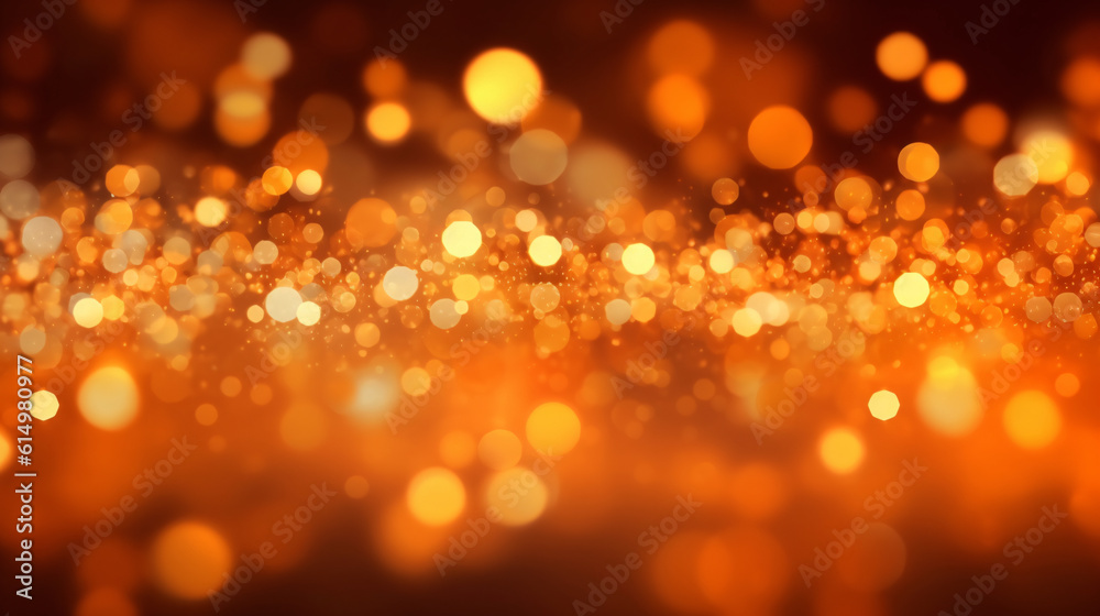 Background illustration of orange blurred lights, christmas background with bokeh,