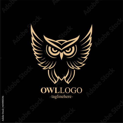 Vector Line art logo of a owl