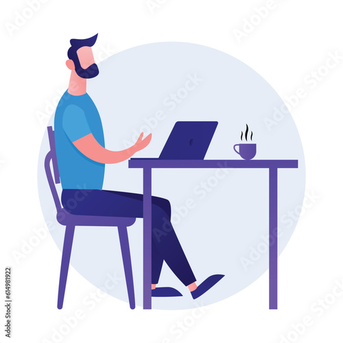 Working at desk illustration