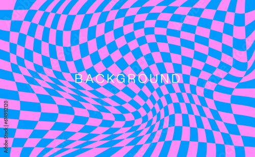 Distorted checkered blue background