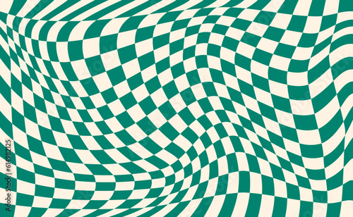 Distorted checkered green background