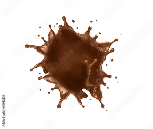 Realistic chocolate crown splash, Splashing and whirl chocolate liquid, cacao coffee splash with drops © GEMINI