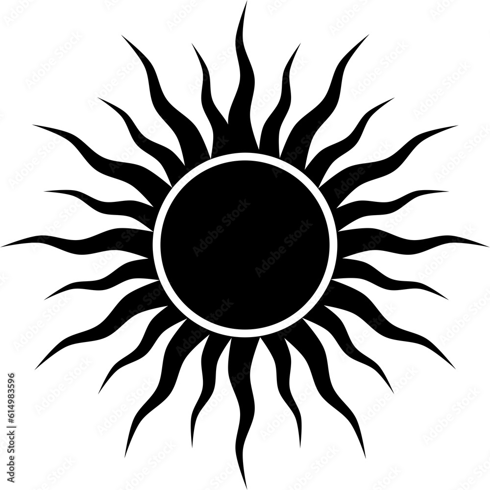 Black sun sunshine light rays boho icon PNG Black sun sunshine light rays boho icon PNG
