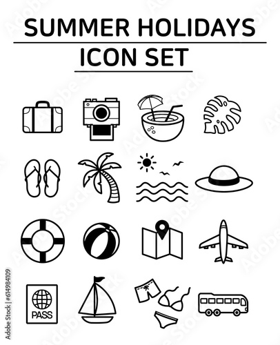 summer holidays vacation icon collection