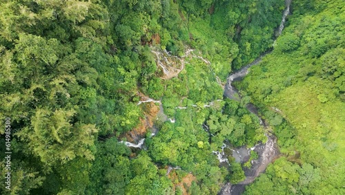 Aerial view of Goa Tetes waterfall. Lumajang Province, East Java, Indonesia photo